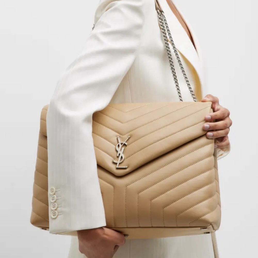Large Saint Laurent Loulou, dark beige/pink